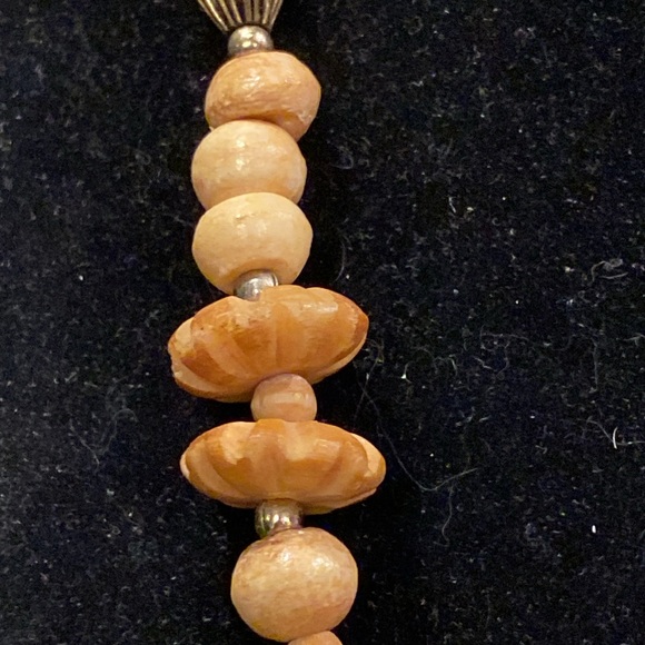 Carnelian and OrganicBeaded Necklace. Silver Tone Findings. No Clasp - Picture 4 of 10